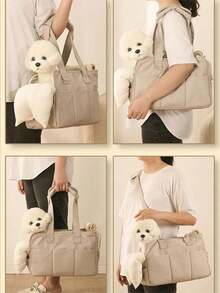 1pc Large Capacity Solid Color Adjustable Strap Pet Carrier Bag, Suitable For Cats And Dogs, 2 Sizes, Multi-Pocket Design, Handheld Or Shoulder Carry, Breathable Window, Includes Pillow, Comfortable And Breathable, Suitable For Outdoor Travel - Multicolor - View 10