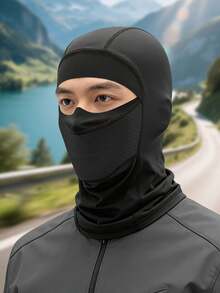1 pieza Máscara facial de verano para montar, Capucha de protección solar para motocicleta, Absorción de humedad, Secado rápido, A prueba de polvo, Toalla facial transpirable, Capucha de seda de hielo - Con bordes sin costuras - Ver 4