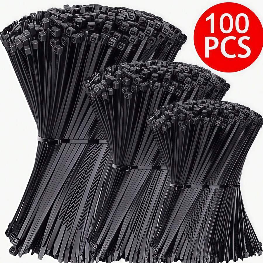 1000件重型自鎖尼龍紮帶，防腐蝕耐撕裂，黑色可選，適用於電線整理、居家收納、園藝佈置及工作坊捆紮，適合日常使用