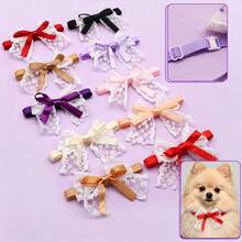 8/20pcs Pet Dog Grooming Bows, Cat & Dog Daily Decoration Lace Bows, Cute Adjustable Dog Collar Bows - Multicolor - View 2