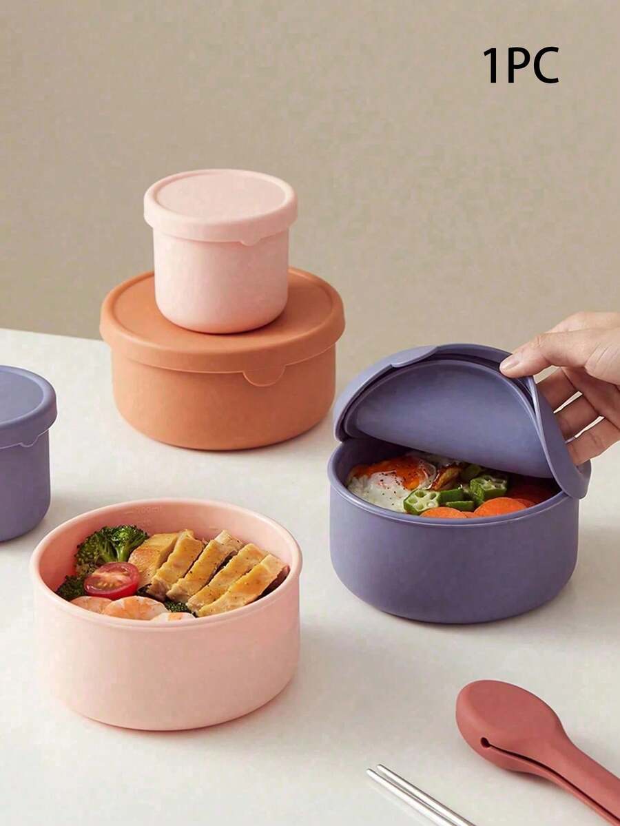 Silicone Lunch Salad Bowl With Lid, Round Fruit Snack Container, Suitable For Meal Prep, Storing Leftovers, Soups And Stews, Microwave, Fridge And Dishwasher , For Home, School, Office, Travel And Outdoor Picnic, School Supplies