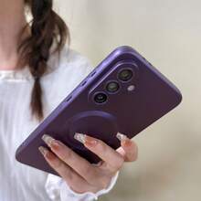 磁吸相容 Galaxy A57 A37 A56 A36 A27 A26 A16 A17 A06 A07 S25 FE S26 手機殼 [內建相機鏡頭保護蓋] 纖薄柔軟矽膠防震保護殼 金屬光澤軟殼適用 S26 Ultra S25 Ultra S24 Ultra - 深紫色 - 查看 6