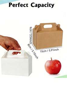 10 cái/1 cái Hộp đựng quà lớn 15*8*9cm màu nâu dạng Gable có tay cầm, hộp cơm giấy Kraft, túi quà giấy, hộp đựng bánh quy mang đi, hộp chào mừng, túi đựng kẹo cho đồ dùng đám cưới - màu nâu - Xem 4