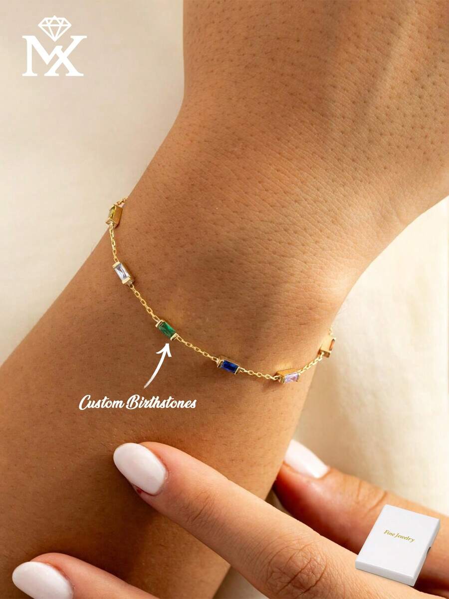 1件時尚珠寶手鍊,客製化誕生石,紀念日/母親節/情人節/家庭禮物/週年紀念禮物 - 彩色 - 查看 1