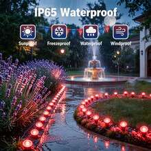 30Pcs Small Solar LED Pathway Lights Outdoor, 32Ft/10M,8 Modes, Solar Garden Lights Waterproof, Multi Color Landscape Stake Lights, In-Ground Yard Lawn Walkway Lights For Patio Backyard Camping Party Garden Decor - Đèn đỏ - Xem 6