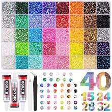 Jelly Resin Rhinestones With Tweezers, 15/24/28/32/40 Grid Mixed Color Crystal Rhinestone Decoration Set, Colorful DIY Rhinestones, Party Accessories, Handmade Crystals, Suitable For DIY Crafts, Clothing, Cups, Shoes, Fabrics, Etc. - A - View 1
