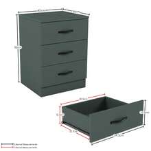 Home Discount Vida Designs Riano 3 Drawer Bedside Chest Cabinet Table Nightstand Bedroom Furniture Silver Handles Display Storage Unit - Green - Green - View 10