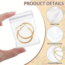 5/20pcs Anti-Oxidation Jewelry Storage Bags, Transparent PVC Small Plastic Bags, Suitable For Ring And Earring Packaging, Portable Zipper Lock Bags, 4 Sizes (Transparent) - Transparent - View 11