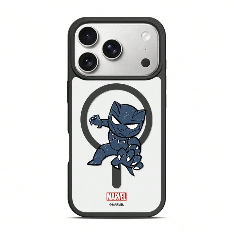 Miniso Ốp lưng kiêm sạc từ tính MagSafe dành cho nam giới, hình ảnh hoạt hình Người Nhện, Captain America, Black Panther của Marvel, tương thích với iPhone 17 Pro Max/17 Pro/Air/16 Pro Max/15 Plus/14/13/IP 17/15 Pro/12 Pro/16 Plus, Hulk Groot, ốp bảo vệ chống rơi vỡ thân thiện với học sinh, tương thích với Apple. - màu đen - Xem 1