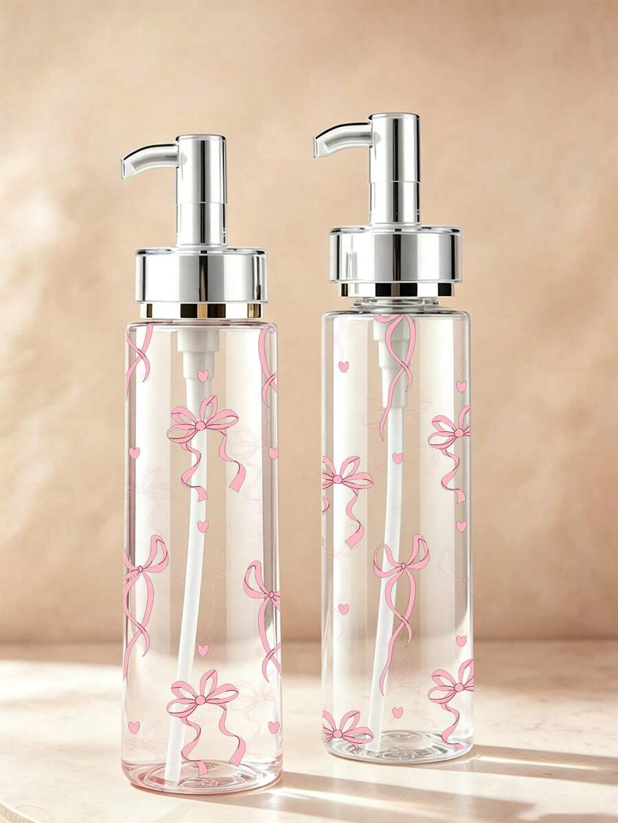 Bow Texture Transparent Press-Type Acrylic Lotion Dispenser Bottle, Available In 100ml, 120ml, 150ml, 200ml Multiple Sizes. The Bottle Body Is Made Of Transparent Plastic Material, Suitable For Dispensing Water-Based Lotions, Various Cosmetics And Toners, Making It An Ideal Portable Container For Travel And Business Trips. - Multicolor - View 1