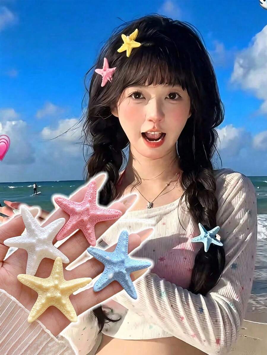 4pcs/Set 2026 New Beach Sweet Hair Clip, Versatile Accessories For Girls' Temperament, Clip Edge Clip Hair Accessories - Multicolor - View 1