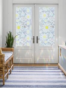 1 Roll White Daisy Mosaic Window Film, 44.5cm(17.5in) Width, Static Cling Non-Adhesive Privacy Glass Sticker, Iridescent Holographic Prism Effect, UV Blocking, Removable, With Installation Tools, For Home Office School Classroom Dormitory - Feverfew - View 11