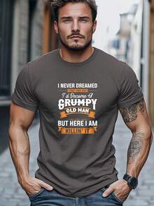 Camiseta de hombre de talla, relajada y casual, sencilla y limpia, con estampado gráfico del eslogan NUNCA PENSÉ QUE EN UN DÍA SERÍA ASÍ, de manga corta y cuello redondo, para verano. - Blanco - Ver 5