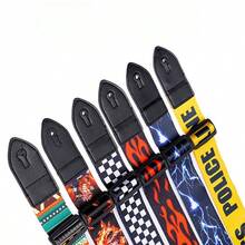 Guitar Strap Designed For Rock And Folk Music - Featuring Flame Pattern, Plaid Design, Geometric Shapes And Patterns - Suitable For All Types Of Guitars And Bass Guitars, Adjustable Length From 38 To 41 Inches - Black and White - View 3