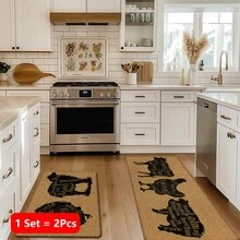 1 pieza, Decoración del hogar, Estampado de patrón de camello, Alfombra de cocina de lino, Tapete de cocina, Tapete de piso, Tapete de baño, Tapete de puerta, Impresión 3D rectangular, Adecuado para sala de estar, dormitorio, pasillo, baño, lavandería - Alfombra de poliéster, Adecuado para decoración del hogar interior y exterior - Multicolor - Ver 17
