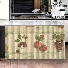 1pc, Home Decor, Fruit Pattern Printed Table Skirt, Kitchen Small Curtain, Kitchen Cabinet Cover, With Curtain Holes, Easy To Hang, Rectangular, Machine Woven, Machine Washable, Kitchen Decoration And Accessories, Perfect For Kitchen Cabinets And Home Decor - Multicolor - View 3