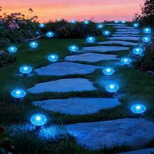 loyyz Luces Solares para Caminos, 40LED/30LED/20LED/10LED Luz Exterior Hacia Arriba Luz Lateral, Encendido/Apagado Automático, Luces Solares de Suelo Luces de Pasillo Ideales Para Patios, Céspedes, Pasillos, Patios Interiores - Azul - Ver 5