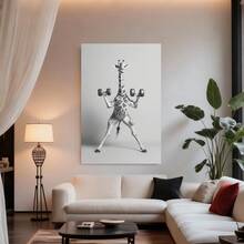 Framed 1 Inspirational Giraffe Weightlifting Canvas Printed Poster, Modern Wall Art Decoration Painting, Home, Bedroom, Living Room, Office, Home Decoration - Enmarcado - Ver 2