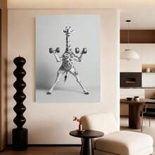 Framed 1 Inspirational Giraffe Weightlifting Canvas Printed Poster, Modern Wall Art Decoration Painting, Home, Bedroom, Living Room, Office, Home Decoration - Enmarcado - Ver 4