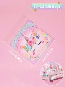 50pcs Unicorn Self-Sealing Candy Bags, Unicorn Birthday Self-Adhesive Bags, Babe Shower Small Gift Bags, Gender Reveal Snack Cookie Packaging Bags, Wedding Decor, Birthday Gifts, Party Favors - Unicorn - View 10