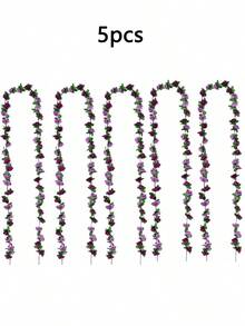 1/3/5 Pcs Artificial Rose Vine Wedding Venue Decoration Home Bedroom, Living Room, Bathroom Wall Hanging Decoration Material Outdoor Garden School Birthday Party Supplies Valentine's Day Decoration New Year - Multicolor - View 10