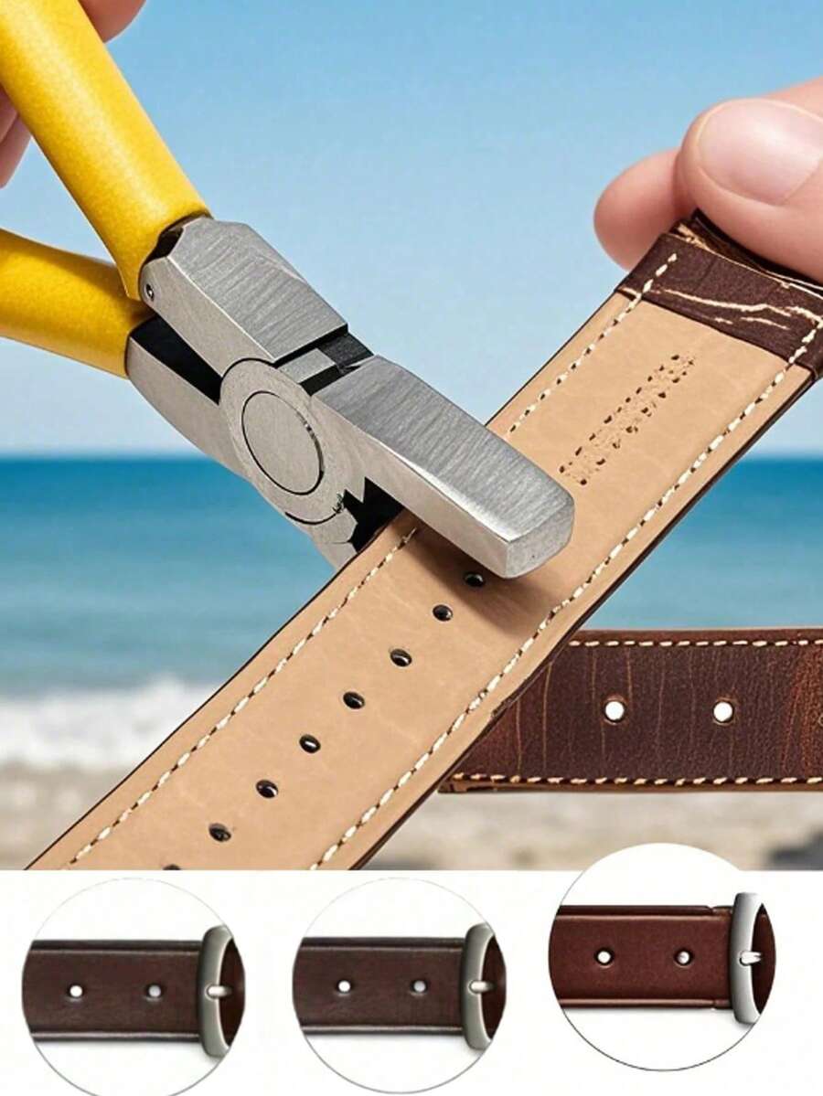 1pc/2pcs (Puncher + Steel File) Leather Punching Tool, Multi-Function Leather Punching Tool, 2.0mm Universal Leather Puncher, Suitable For Watch Bands, Belts, Shoelaces, Unisex Handheld Punching Tool, Suitable For Thin Belts, Dog Collars, DIY Home Use