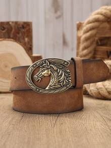 1pc Vintage Western Cowboy Style Belt, Unisex, Suitable For Jeans - BH1144 - View 1