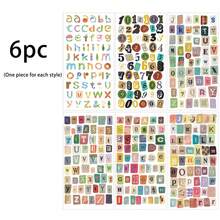 6/12/18pcs Colorful Letter & Number Stickers, Non-Repeating Vintage Style Alphabet, Numerals, Symbols, Suitable For Creative Scrapbooking, Bullet Journaling - Multicolor - View 12