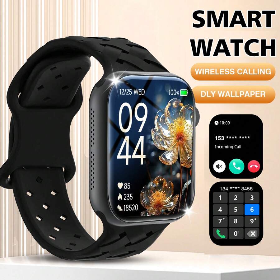 Reloj inteligente con pantalla táctil HD de 2,01" - Llamadas inalámbricas, cámara, control de música | Android/iOS, estilo unisex, esfera personalizable, alarma y alertas de llamadas/mensajes - Multicolor - Ver 1