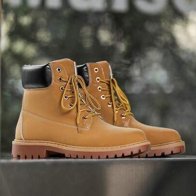 2026 Classic Yellow Boots,  Boots, High-Top Men's Shoes, Retro Thick-Soled Motorcycle Work Boots, Dropshipping Z607