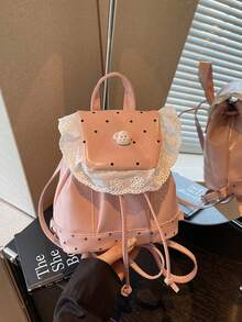 Polka Dot Fresh Style Backpack New Niche Design Sweet Ruffle Fashion Minimalist Backpack - Multicolor - View 6
