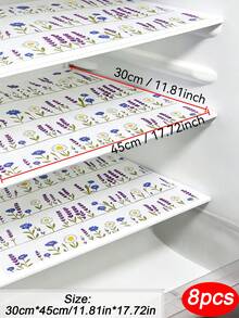 4/8入 薰衣草圖案 30x45cm 防滑冰箱墊 防水防油可水洗抽屜內襯櫥櫃層板墊 - 薰衣草 - 查看 34