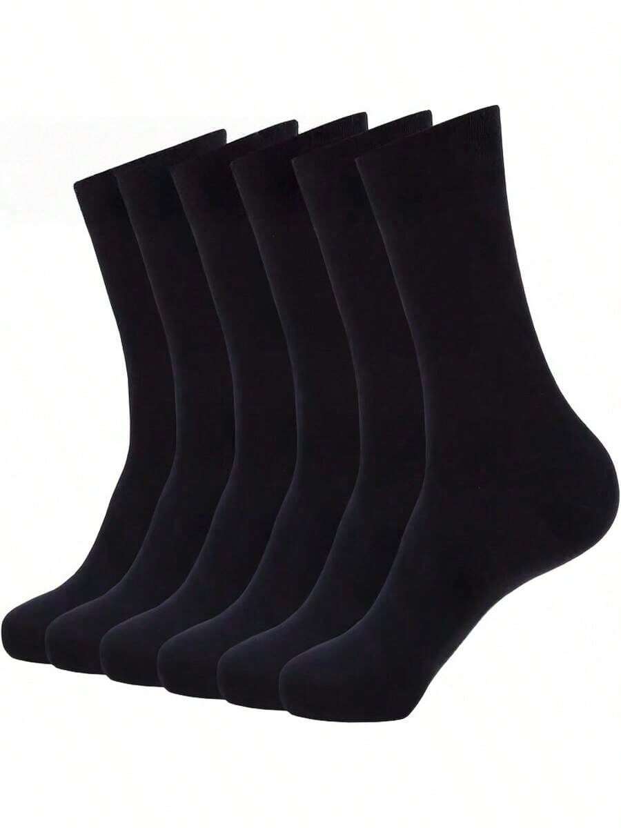 3/6/10/12 Pairs Men'S Classic Loose Business Socks - Breathable Comfort, Elastic Ribbed Cuff, Solid Black, US Sizes 9-11 (EU 43-46) For Work Meetings & Outdoor All-Season Wear, Professional Attire, Versatile Style, Comfortable Fit, Office Workers - Multicolor - View 1