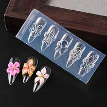 1個壓花美甲模具，透明3D花卉圖案，光滑脫模不黏貼，輕鬆打造3D花卉美甲，相容多種凝膠指甲油，適合清新春夏風格美甲DIY，初學者友善，居家美甲，美妝博主推薦，快速打造精緻壓花款式，重複使用仍保持清晰圖案，相容不同指甲形狀，輕鬆提升指甲表面優雅感 - 彩色 - 查看 8