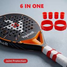 Paddle Tennis Racket Accessories Set - 4 Shock Absorbing Inserts + 2 Anti-Slip Grip Rings, Premium Silicone Material, For Vibration Absorption, Joint Protection And Enhanced Control - Multicolor - View 2