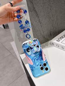 Disney Has Authorized, Phone Case - Chain Set, The Stitch Lilo & Stitch 3D Phone Case Plus A Silicone 3D Stitch Bracelet With Metallic Ring Removable Bracelet, Stitch And Angel Pattern, Compatible With Iphone17/16/15/14/13/12/11/XS/XR/X Plus Pro Max, A Stylish Cartoon Phone Case, The Perfect Gift Choice, Phone Protection, Durable Phone Cover, Great Gift For Friends And Family. - 白色 - 查看 5