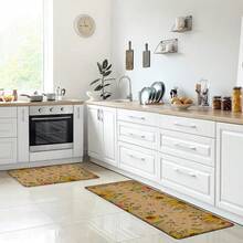 1 pieza, Decoración del hogar, Estampado de patrón floral, Alfombra de cocina de lino, Tapete de cocina, Tapete de piso, Tapete de baño, Tapete de puerta, Impresión 3D rectangular, Adecuado para sala de estar, dormitorio, pasillo, baño, lavandería - Alfombra de poliéster, Adecuado para decoración del hogar interior y exterior - Multicolor - Ver 7