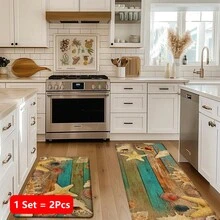 1pc, Home Decor, Starfish Pattern Print, Linen Kitchen Rug, Kitchen Mat, Floor Mat, Bathroom Mat, Door Mat, 3D Print Rectangular, Suitable For Living Room, Bedroom, Hallway, Bathroom, Laundry Room - Polyester Rug, Suitable For Indoor And Outdoor Home Decor - Multicolor - View 13