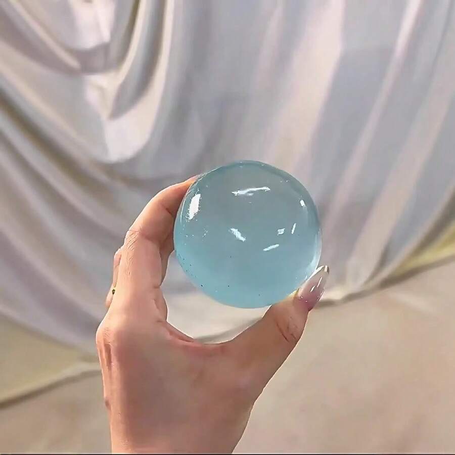 10個隨機顏色果凍感擠壓球，柔軟壓力緩解球，透明水晶感桌面紓壓玩具，創意禮物派對贈品