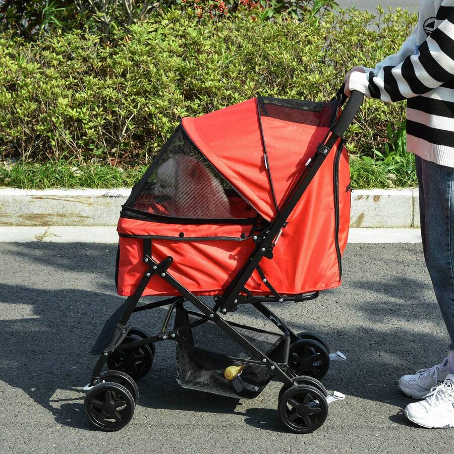 Oxford Red Dog Stroller, 76.5 X 52 X 95 Cm, For Small Dogs And Cats. - 紅色 - 查看 1