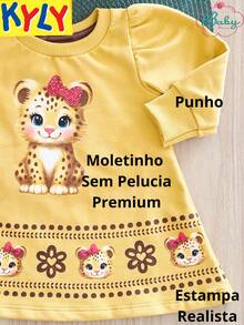 Vestido Bebê Infantil Menina Manga Longa Kyly Premium - Amarelo mostarda - Visão 3