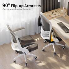 Ergonomic Mesh Office Chair With Flip Armrests And Lumbar Support - Black-white - View 6
