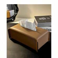 Premium Leather Texture Durable Smooth Dispensing Wide-Mouth Tissue Holder Scratch-Resistant & Wear-Resistant Wipe-Clean Waterproof & Stain-Resistant Dustproof & Insect-Proof Modern Tissue Box For Nightstand Desk Car Restaurant Hotel Bathroom Gift - Multicolor - View 2