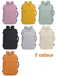 1pc Multi-Color Travel Laptop Backpack, Waterproof With Luggage Strap, Multi-Pocket Design, Suitable For Travel And Daily Use, Summer Essential - Multicolor - View 3