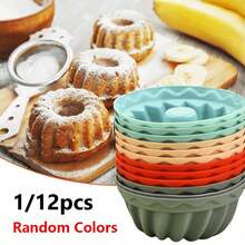 1/12pcs Silicone Vintage Mini Cake Mold - Mini Mold For Making Ripple Cake - Baking Tools And Kitchen Gadgets (Random Color) - Random Color - View 1