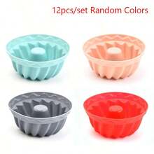 1/12pcs Silicone Vintage Mini Cake Mold - Mini Mold For Making Ripple Cake - Baking Tools And Kitchen Gadgets (Random Color) - Random Color - View 9
