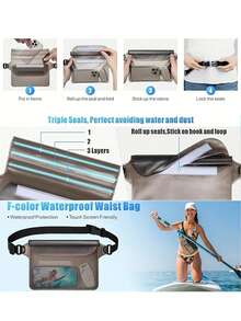 2pcs Universal Phone Pouch,1pc Waterproof Phone Waist Pack + 1pc Cellphone Cace, Suitable For Swimming, Diving, Securely Keeping Phone Dry, Beach Vacation Essential - Perfect Gift For Adventurers - Multicolor - View 3