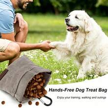 Pet Training Dog Treat Bag, Hands-Free Puppy Treat Pouch With Carabiner, Portable Auto-Closing Dog Walking Bag, Suitable For Travel Or Outdoor Use, Pet Feeding Treat Reward Pouch, Black, Gray, Khaki, Green - Multicolor - View 2