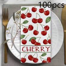 2 Packs Cherry Kitchen Towels, Gingham Check & All-Over Print. Absorbent, Quick-Dry, Lint-Free Polyester Microfiber, Machine Washable. Great For Cleaning, Drying Dishes & Summer Decor. - Multicolor - View 9
