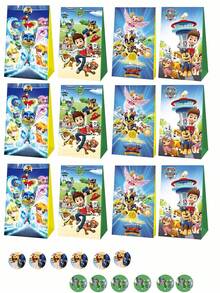Paw Patrol Juego de fiesta de cumpleaños con tema Puppy League de 6/10/12 piezas, bandera triangular, sombrero de papel, bolsa de regalo y bolso de mano. Es el mejor regalo festivo para amigos, un artículo de decoración para crear ambiente de fiesta, un accesorio de decoración del hogar y una decoración perfecta para la habitación. - Multicolor - Ver 22